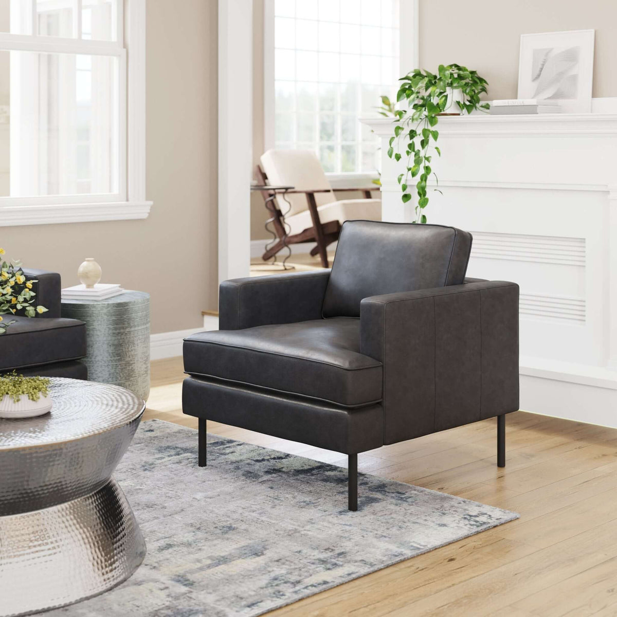 Decade MCM Faux Leather Accent Lounge Chair - Revel Sofa 