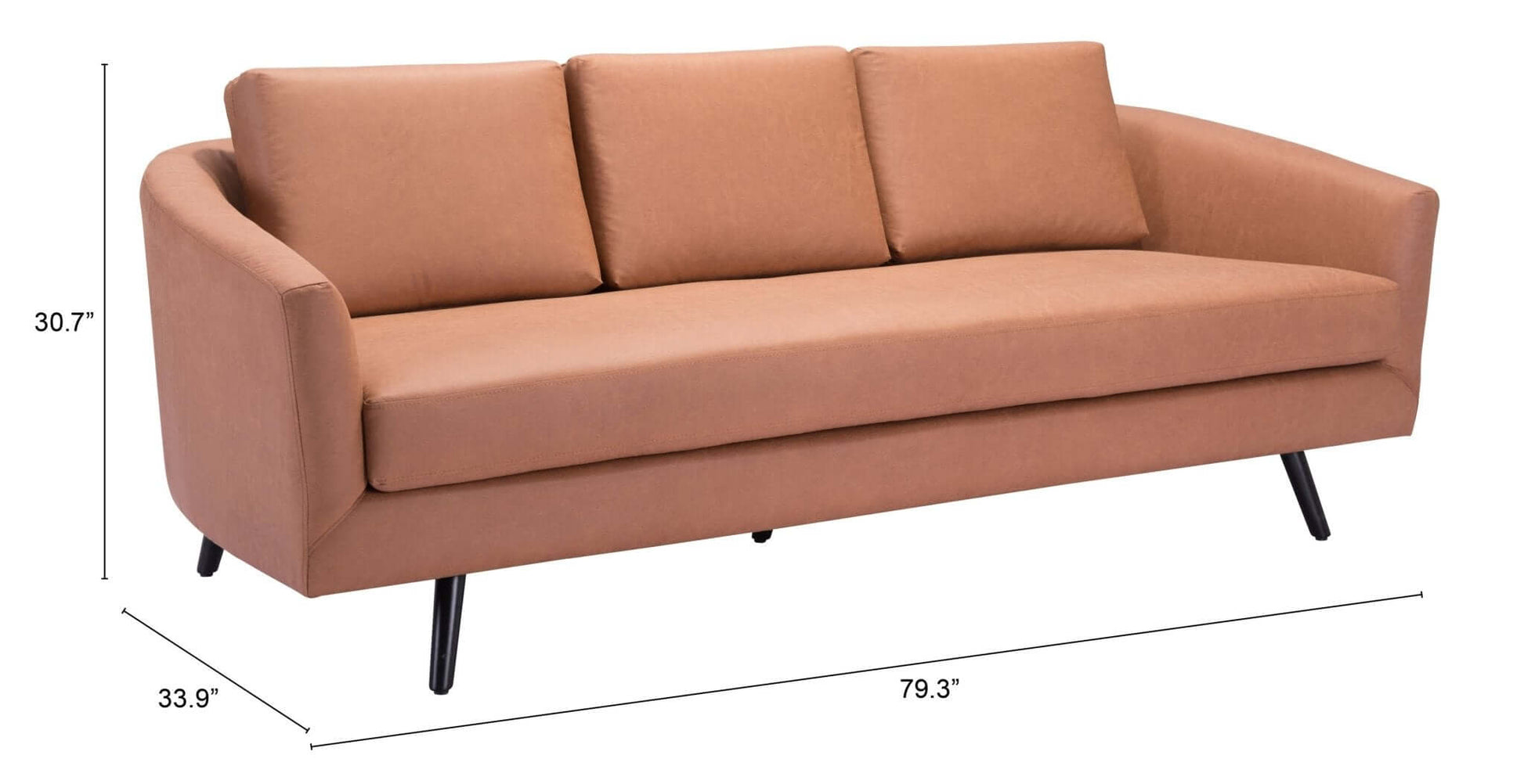 Divinity MCM Style Sofa Couch 79" (Gray or Brown) - Revel Sofa 