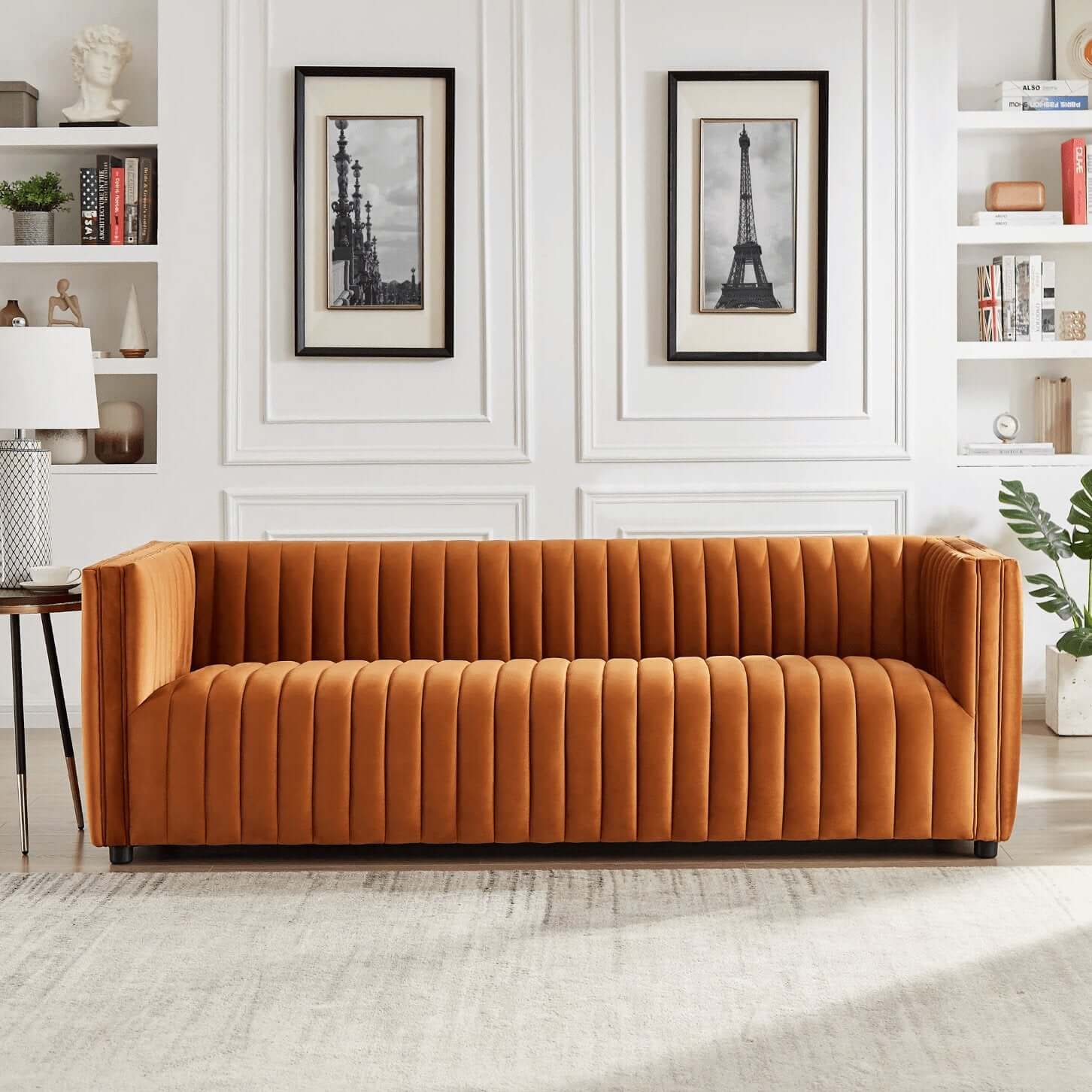 Dominic MCM Style Channel Tufted Velvet Sofa 85" - Revel Sofa 