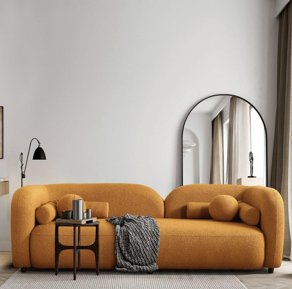 Donna Modern Minimalist Boucle Sofa Couch 93" (Variety of Colors) - Revel Sofa 