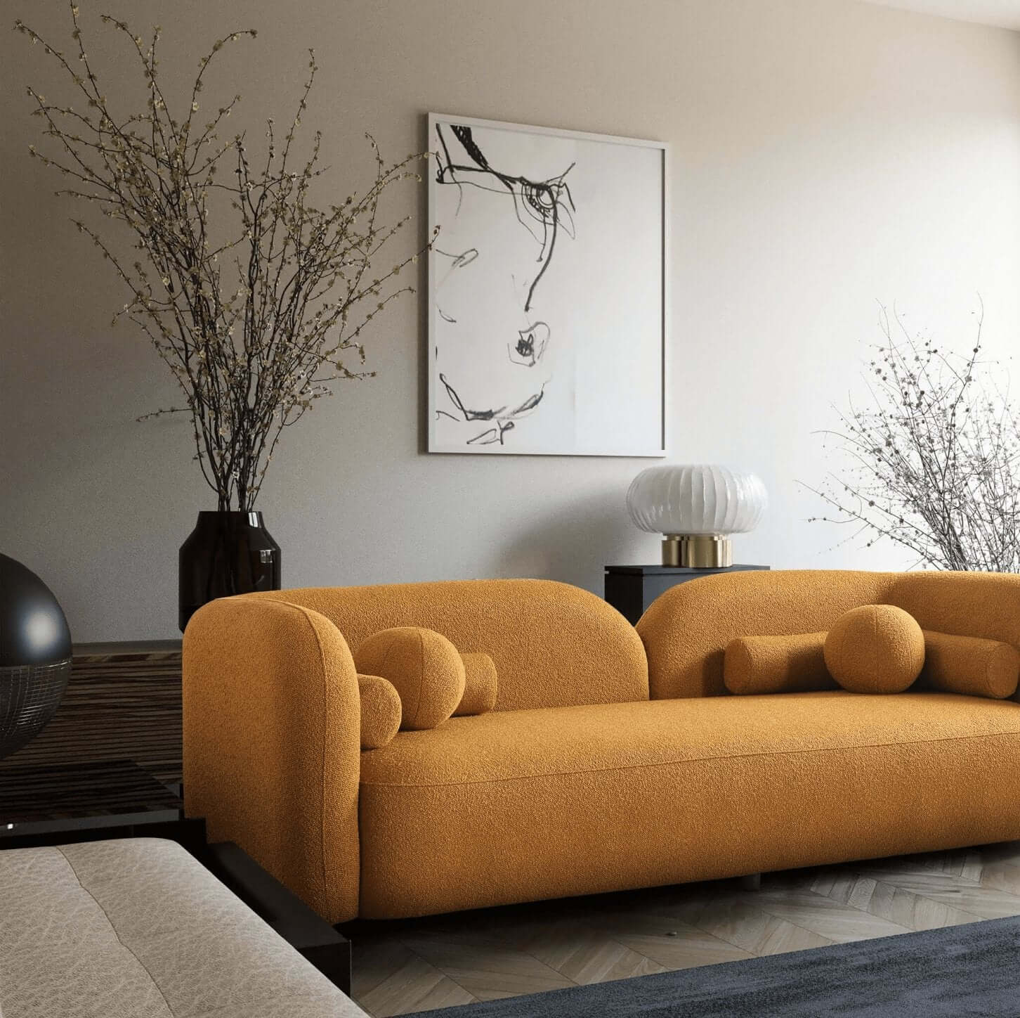 Donna Modern Minimalist Boucle Sofa Couch 93" (Variety of Colors) - Revel Sofa 