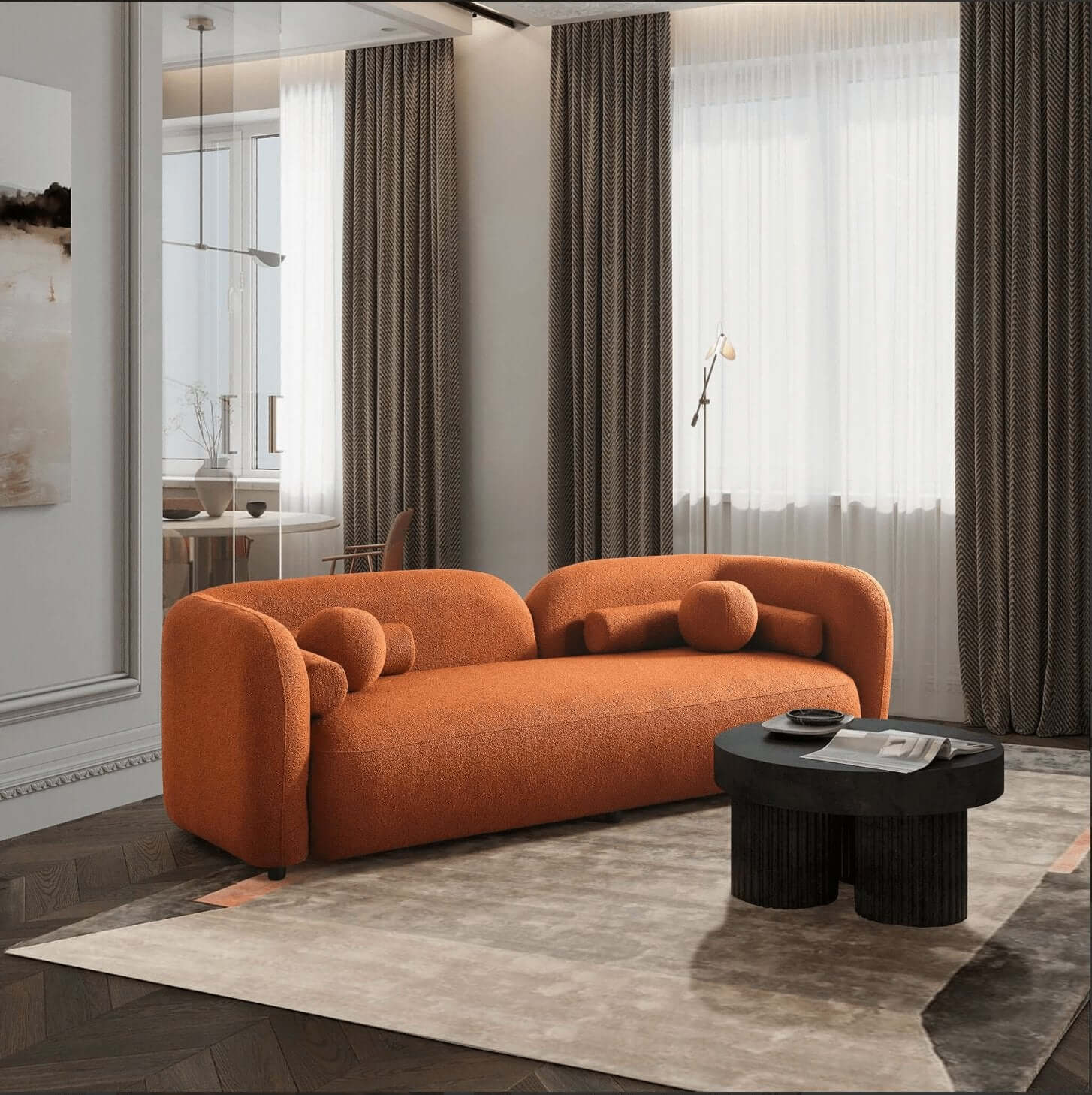 Donna Modern Minimalist Boucle Sofa Couch 93" (Variety of Colors) - Revel Sofa 