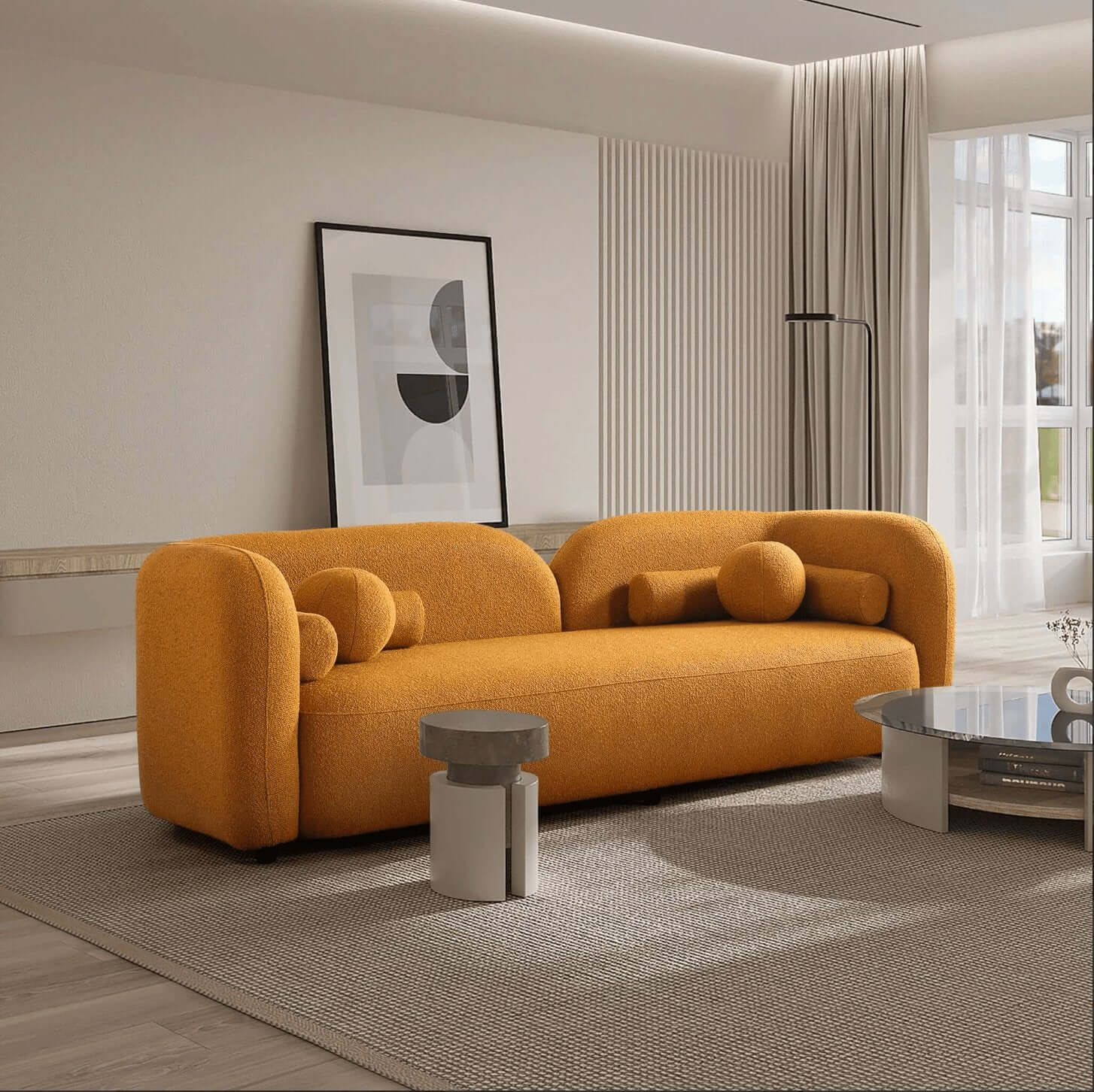 Donna Modern Minimalist Boucle Sofa Couch 93" (Variety of Colors) - Revel Sofa 