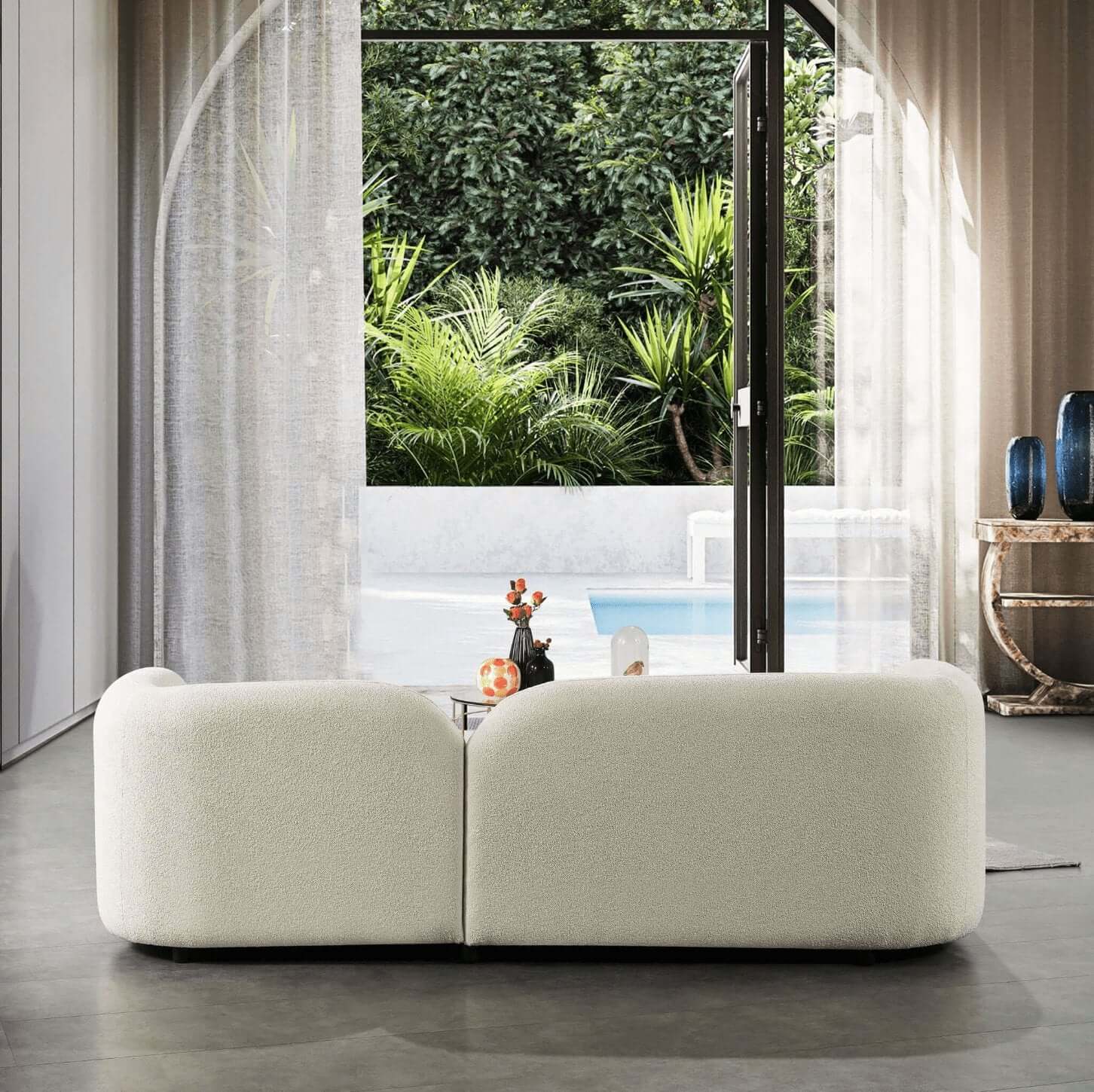 Donna Modern Minimalist Boucle Sofa Couch 93" (Variety of Colors) - Revel Sofa 