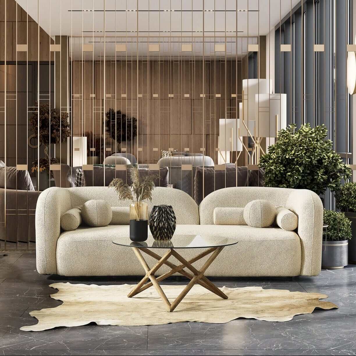 Donna Modern Minimalist Boucle Sofa Couch 93" (Variety of Colors) - Revel Sofa 
