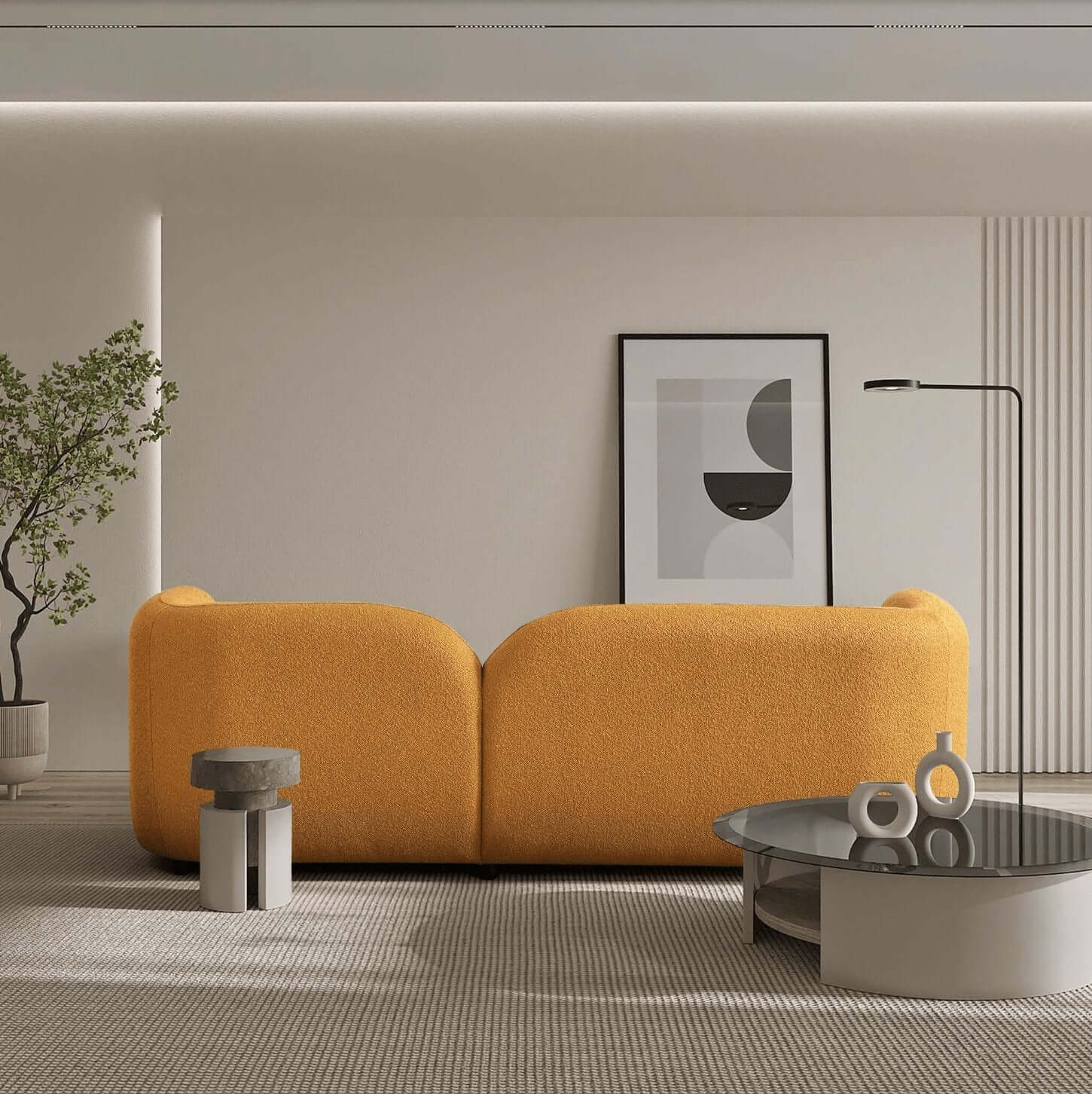 Donna Modern Minimalist Boucle Sofa Couch 93" (Variety of Colors) - Revel Sofa 
