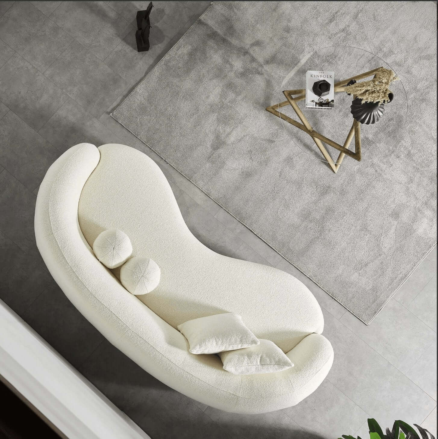 Drake Japandi Curvy Modern Minimalist Boucle Sofa Couch 89" - Revel Sofa 