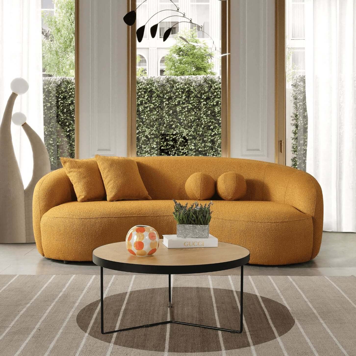 Drake Japandi Curvy Modern Minimalist Boucle Sofa Couch 89" - Revel Sofa 