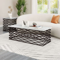 Duchess Rectangular Coffee Table White Marble Top - Revel Sofa 