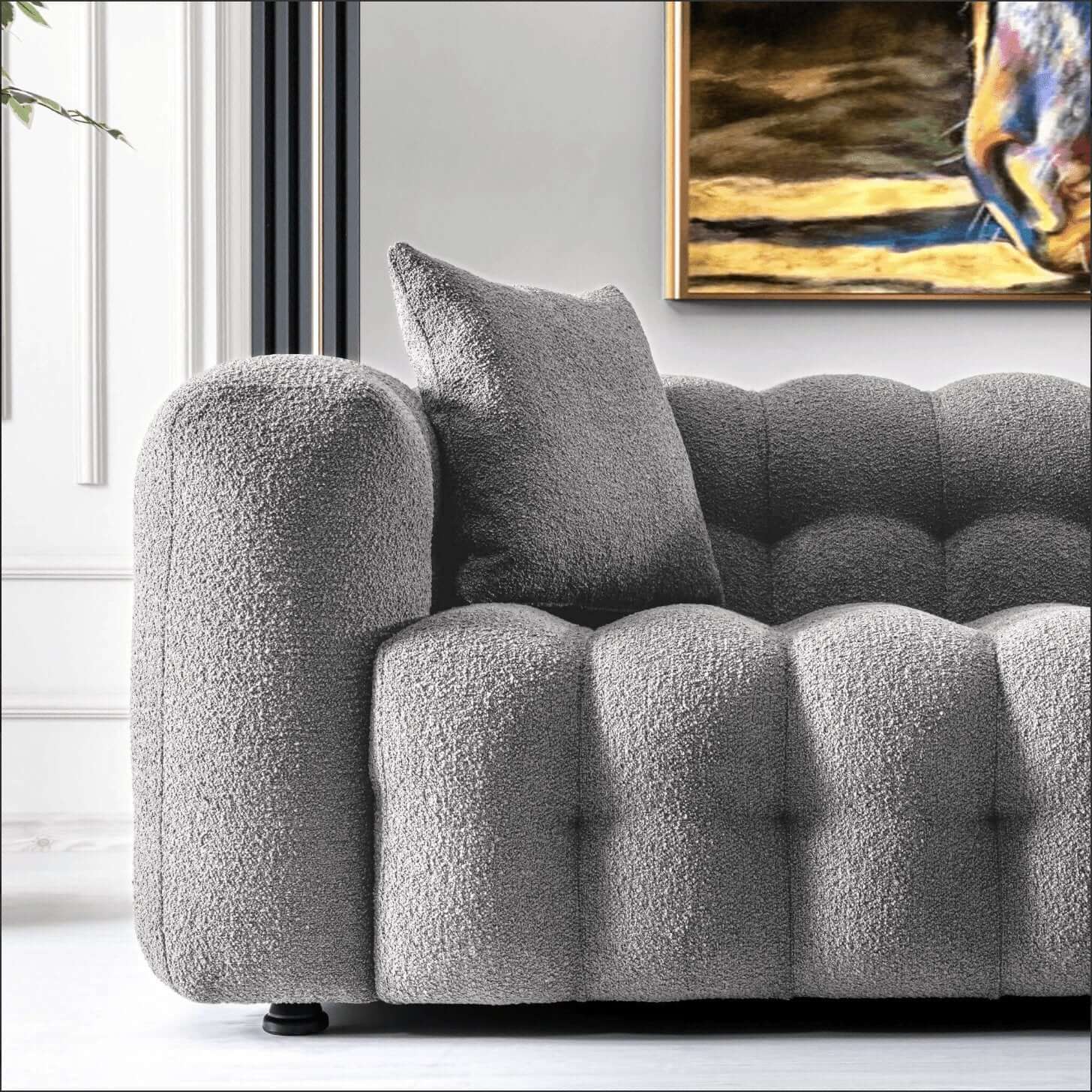 Eden Modern Glam Chesterfield Boucle Sofa 90" - Revel Sofa 