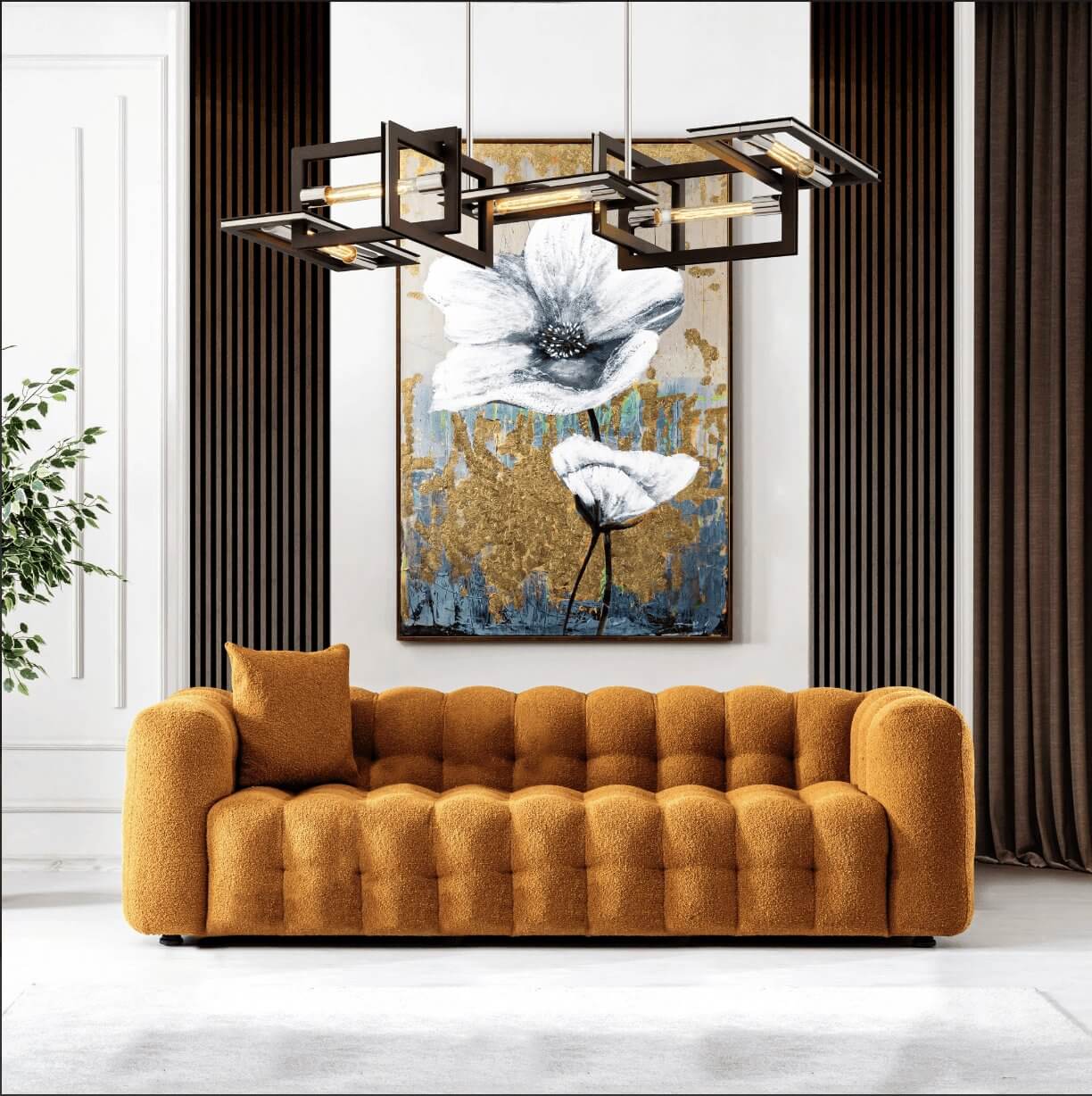Eden Modern Glam Chesterfield Boucle Sofa 90" - Revel Sofa 