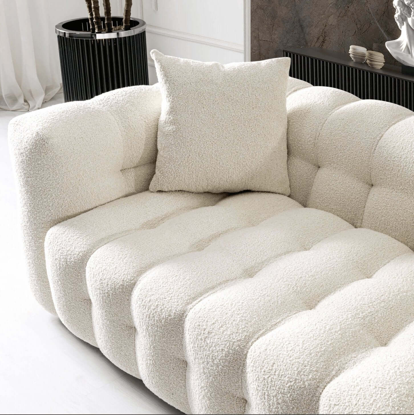 Eden Modern Glam Chesterfield Boucle Sofa 90" - Revel Sofa 