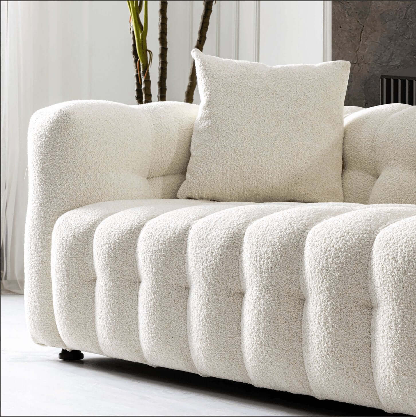 Eden Modern Glam Chesterfield Boucle Sofa 90" - Revel Sofa 