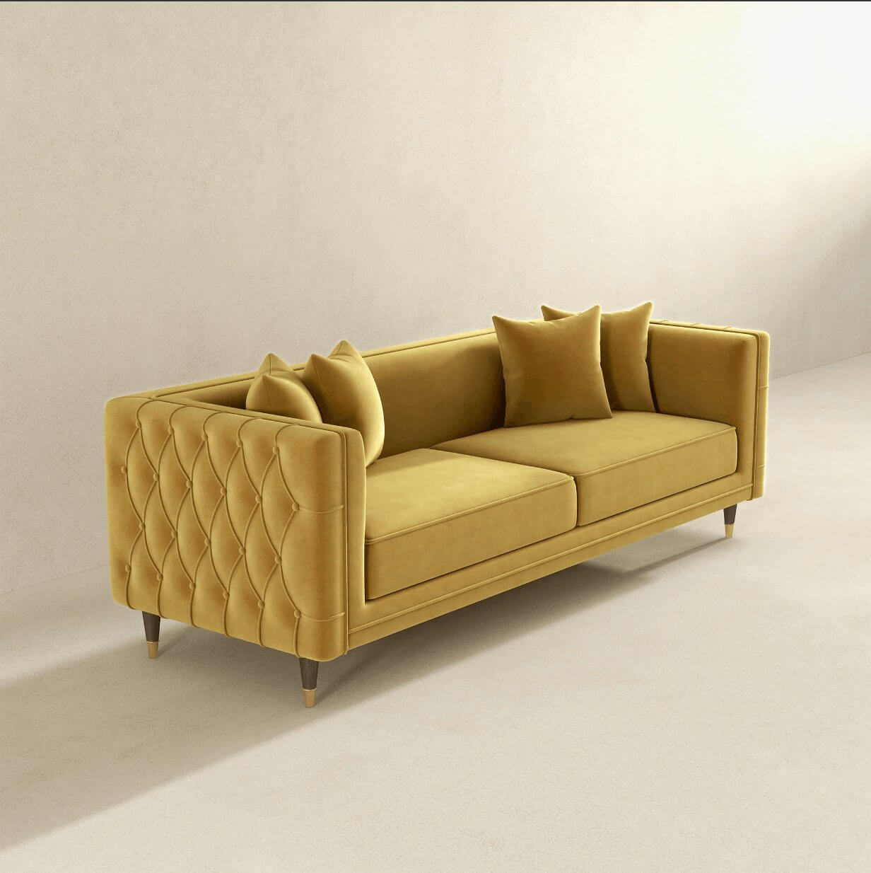 Edward MCM Elegant Tufted Velvet Sofa 90" - Revel Sofa 