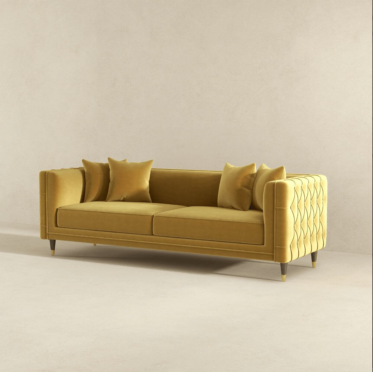 Edward MCM Elegant Tufted Velvet Sofa 90" - Revel Sofa 