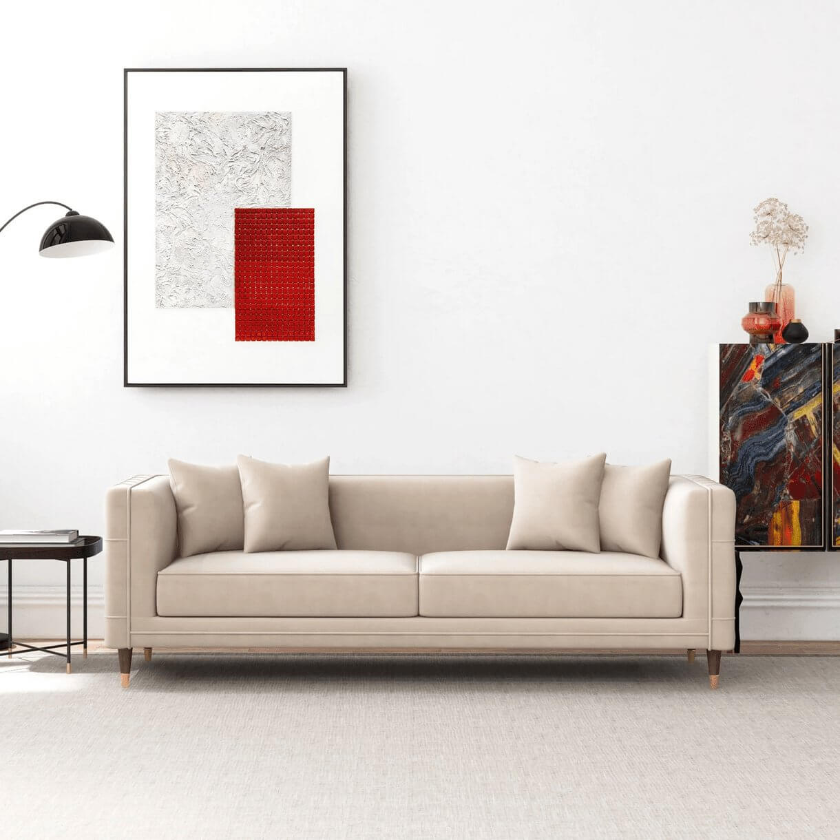 Edward MCM Elegant Tufted Velvet Sofa 90" - Revel Sofa 
