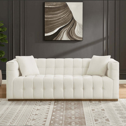 Eleanor MCM Tufted Beige Boucle Sofa 85" - Revel Sofa 