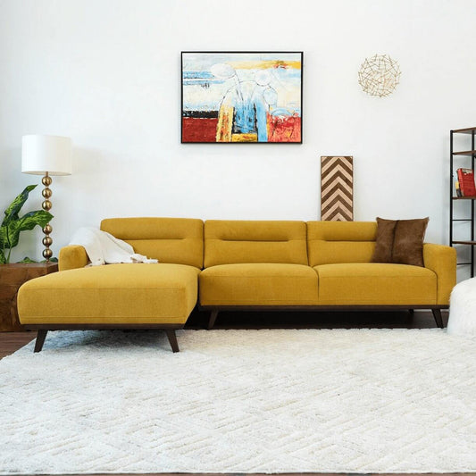 Ella Yellow Linen L-Shape Sectional Chaise Sofa 109" - Revel Sofa 