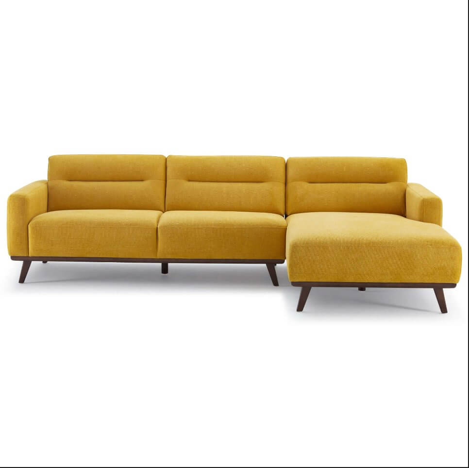 Ella Yellow Linen L-Shape Sectional Chaise Sofa 109" - Revel Sofa 