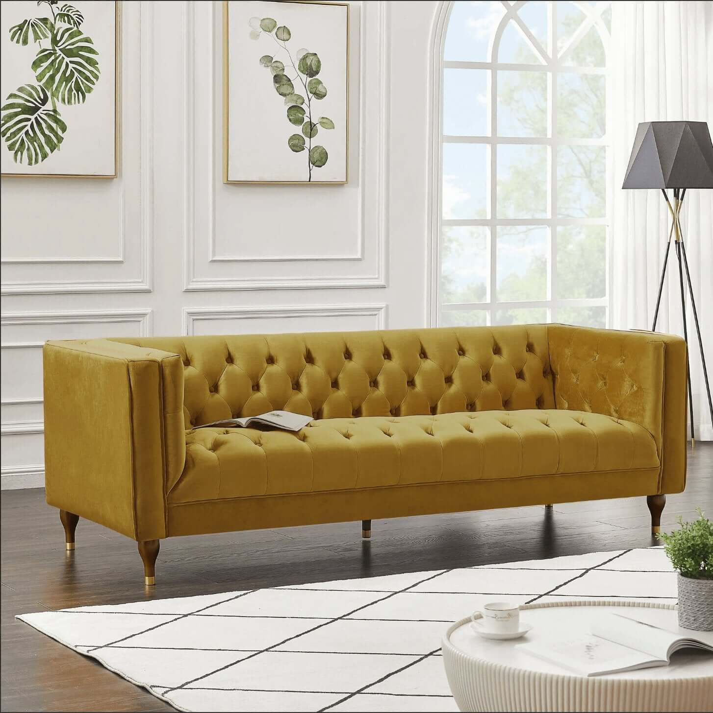 Evelyn MCM Tufted Chesterfield Sofa 88" - Revel Sofa 