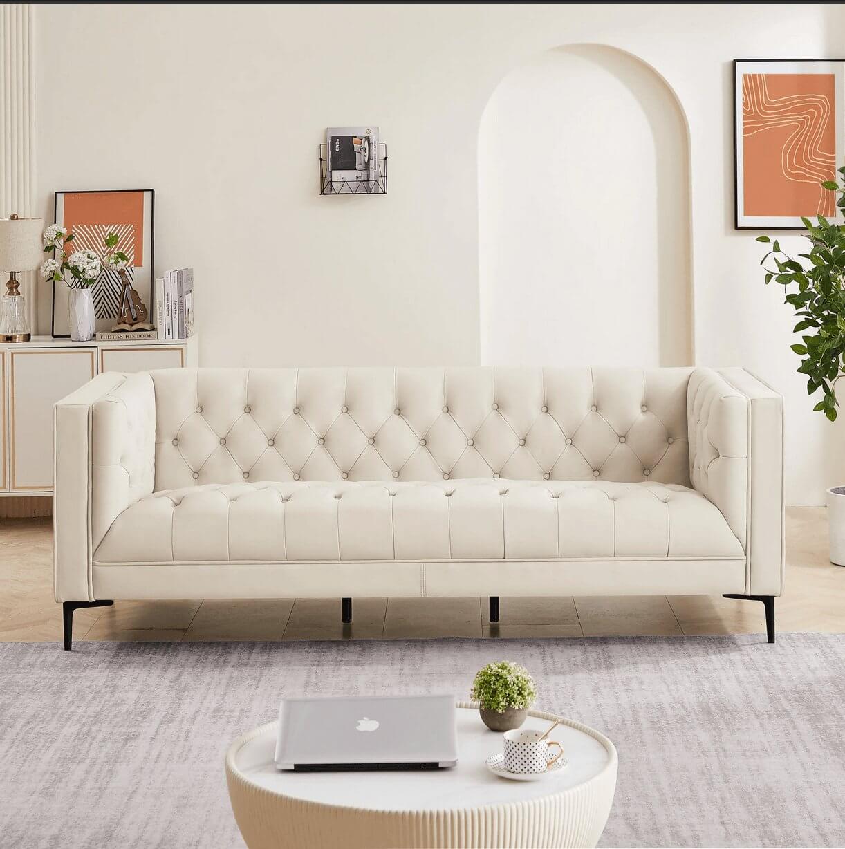 Evelyn MCM Tufted Chesterfield Sofa 88" - Revel Sofa 