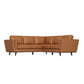 Farsah MCM Style Leather Corner Sectional Sofa 93" - Revel Sofa 