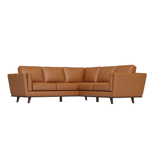 Erman MCM Genuine Leather Corner Sofa Sectional 89" – Mid-Century Modern Leather Sectional in rich leather upholstery.