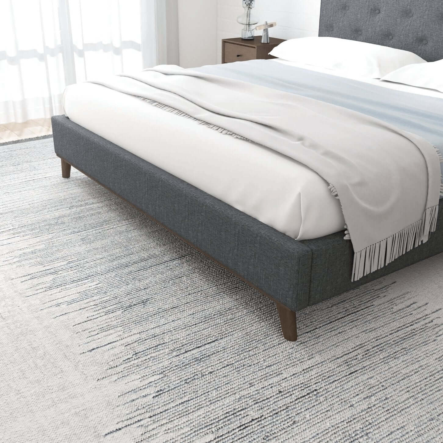 Graceville MCM Style Tufted Upholstered Platform Bed Frame - Revel Sofa 
