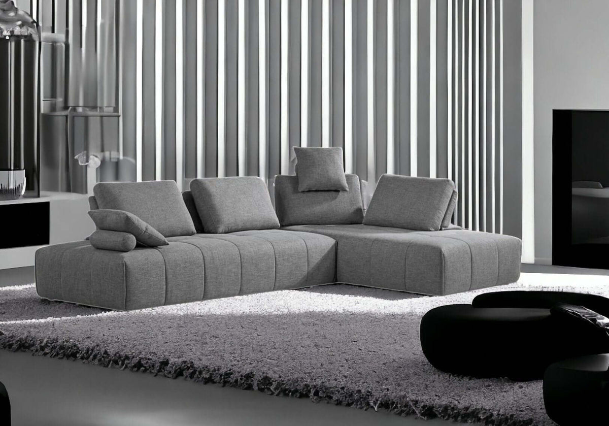 Gray Modular Polyester Fabric 2pc Sectional Sofa & Chaise 124" - Revel Sofa 