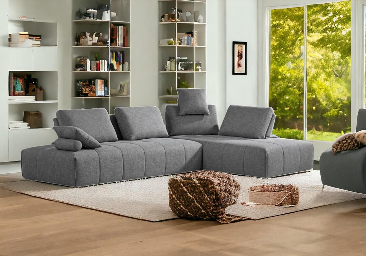 Gray Modular Polyester Fabric 2pc Sectional Sofa & Chaise 124" - Revel Sofa 
