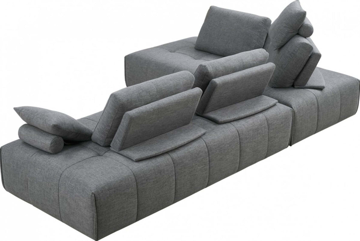 Gray Modular Polyester Fabric 2pc Sectional Sofa & Chaise 124" - Revel Sofa 