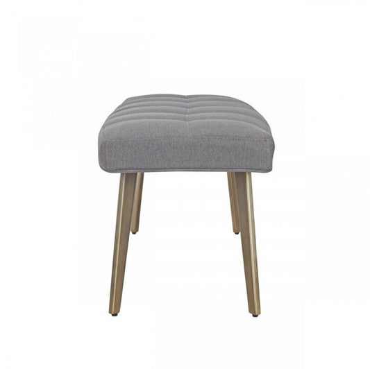 Gray Upholstered Linen Blend And Gold Legged Bench 47"