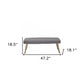 Gray Upholstered Linen Blend And Gold Legged Bench 47"