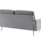 Gray Velvet Upholstered Brass Leg Loveseat Sofa - 72" - Revel Sofa 