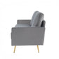 Gray Velvet Upholstered Brass Leg Loveseat Sofa - 72" - Revel Sofa 