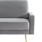 Gray Velvet Upholstered Brass Leg Loveseat Sofa - 72" - Revel Sofa 