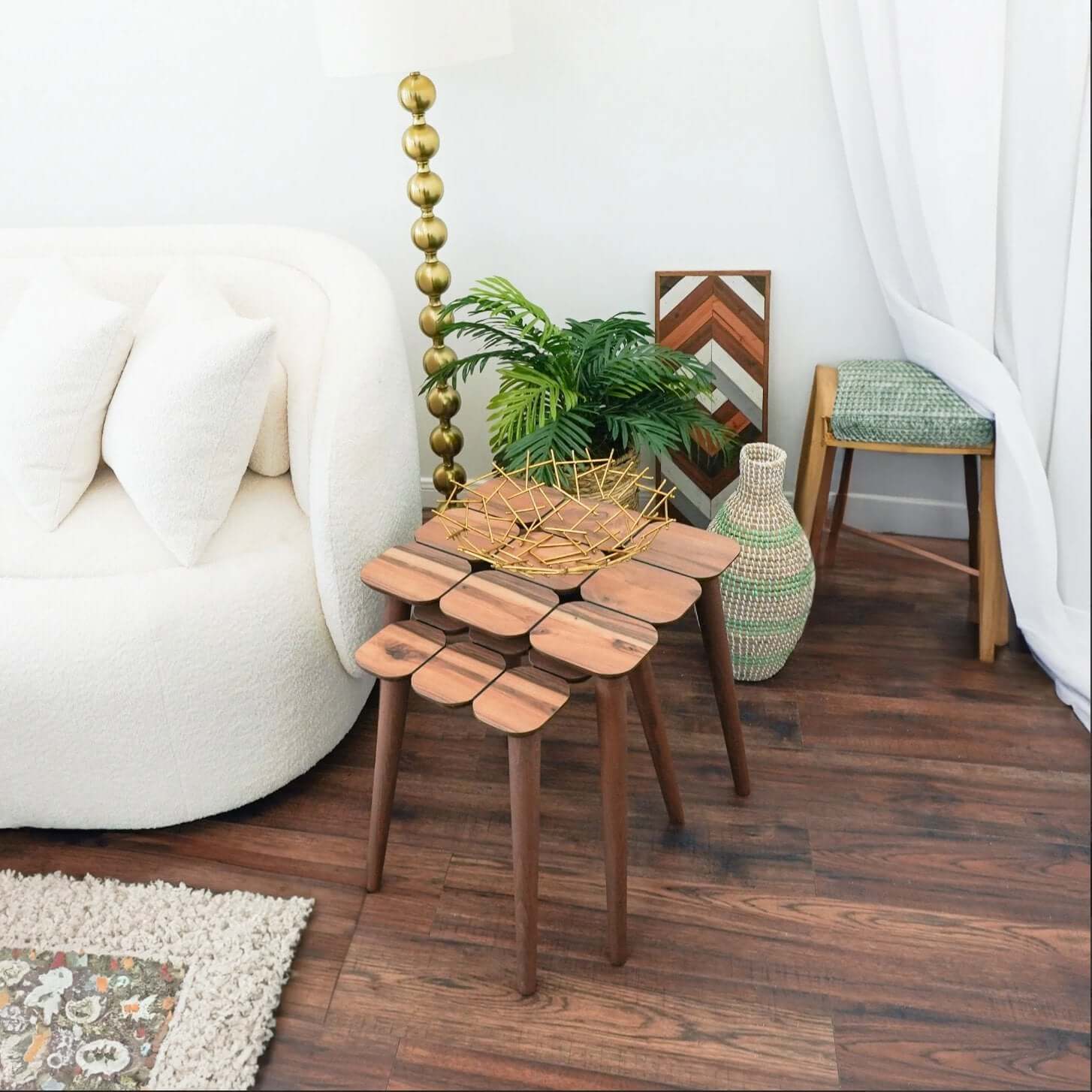 Hilson MCM Style Wood Nesting End Accent Tables (3pc.) - Revel Sofa 