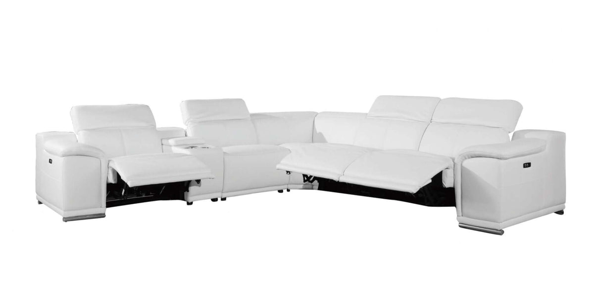 Italian Leather Power-Reclining Corner Sectional With Console with Various Size and Color Options