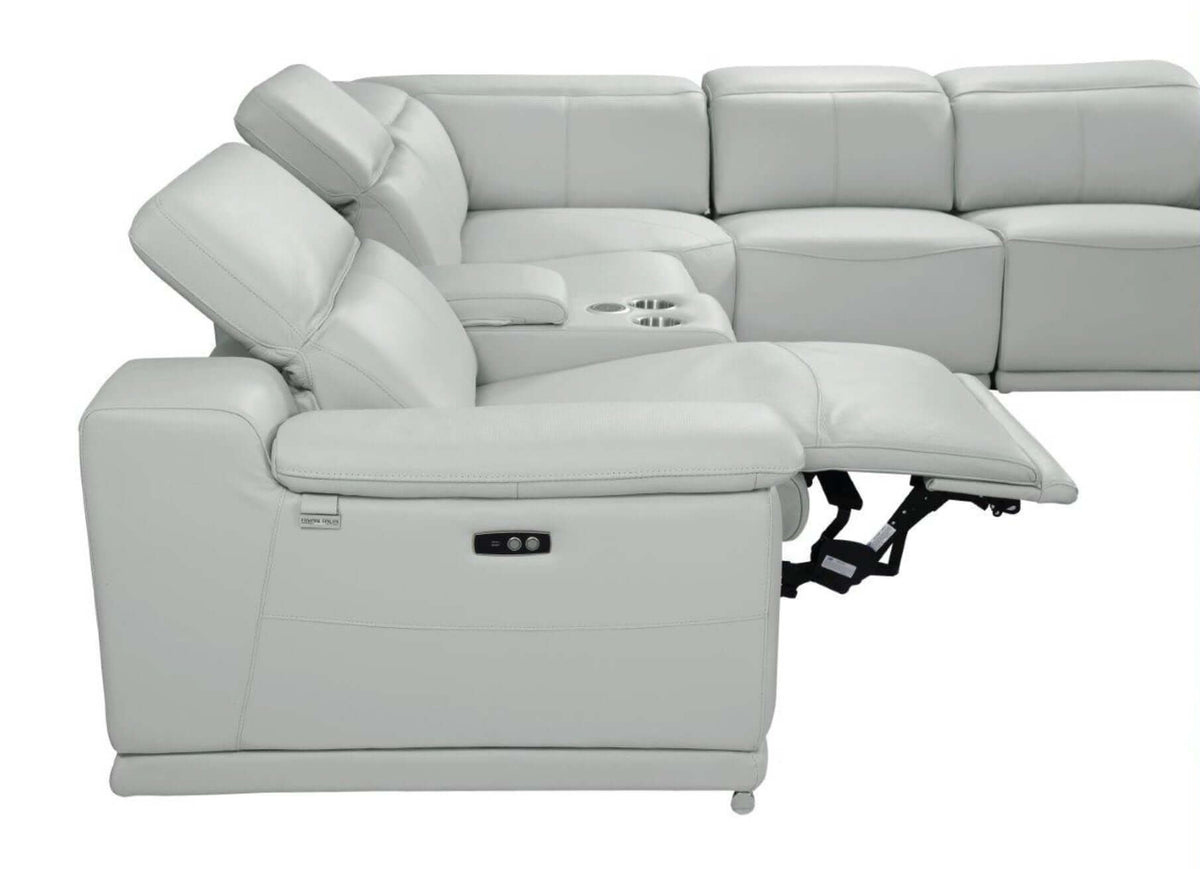 Italian Leather Power-Reclining Corner Sectional With Console with Various Size and Color Options - Revel Sofa 