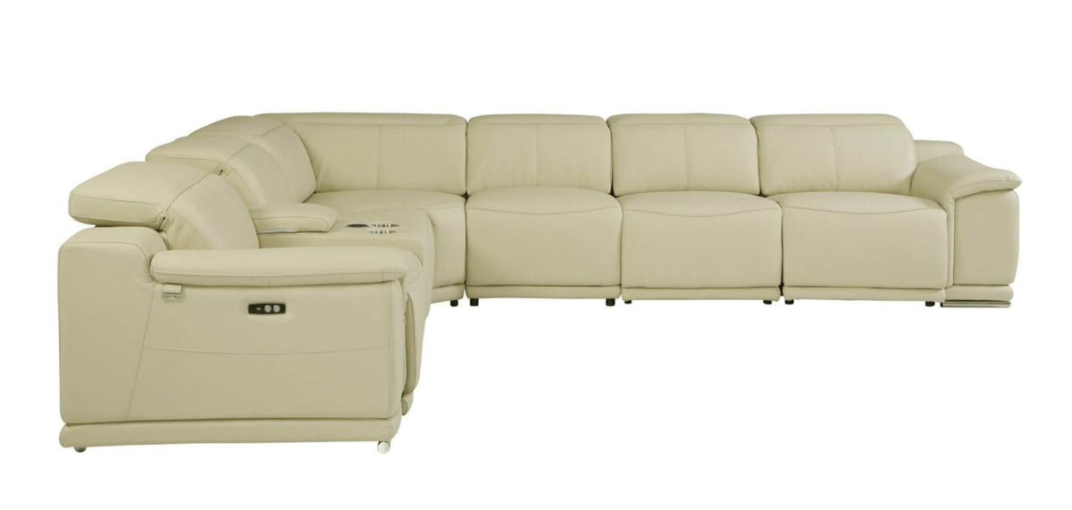 Italian Leather Power-Reclining Corner Sectional With Console with Various Size and Color Options - Revel Sofa 