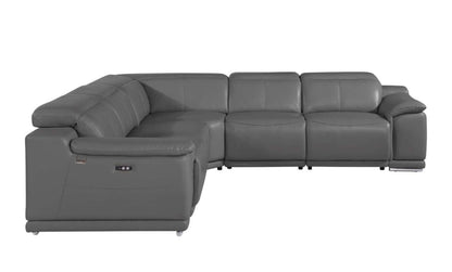 Italian Leather Power-Reclining Corner Sectional With Console with Various Size and Color Options