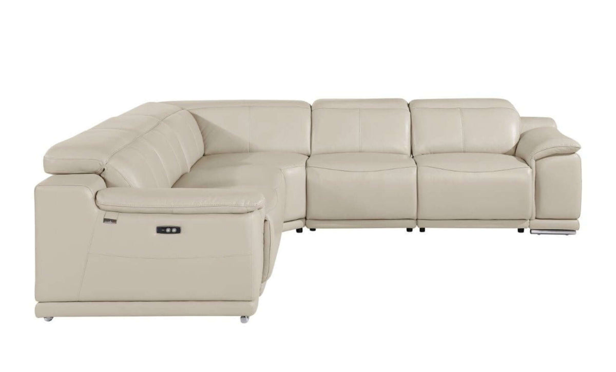 Italian Leather Power-Reclining Corner Sectional With Console with Various Size and Color Options - Revel Sofa 