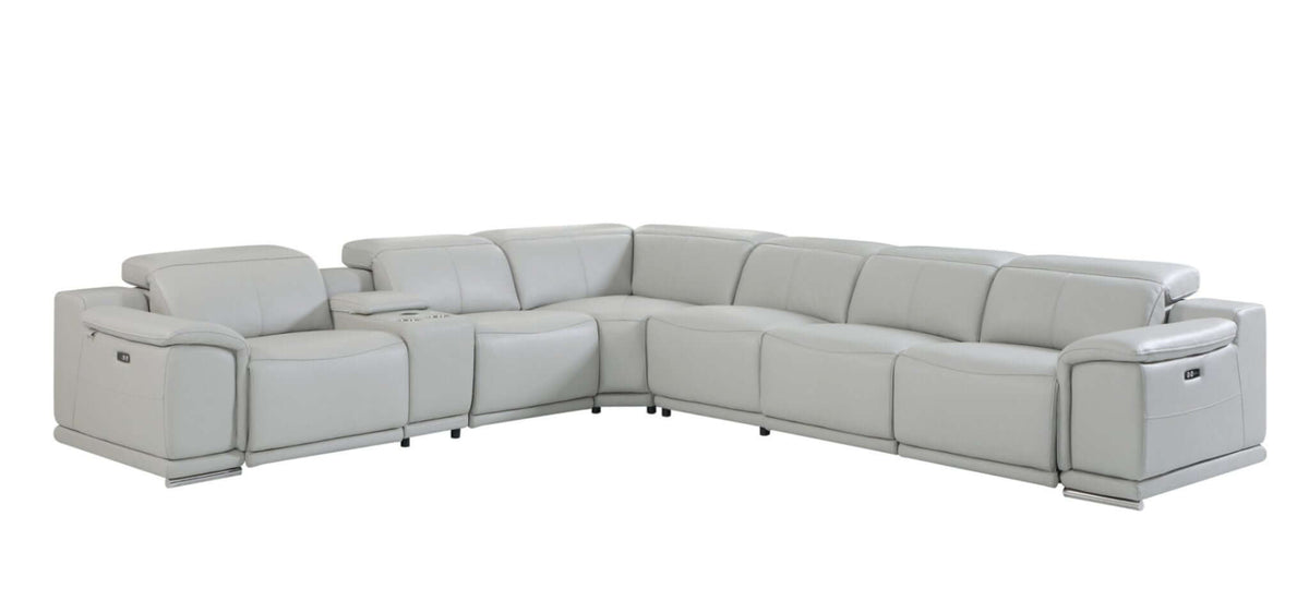 Italian Leather Power-Reclining Corner Sectional With Console with Various Size and Color Options - Revel Sofa 