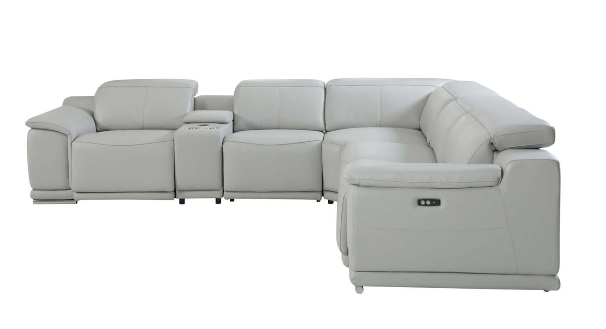 Italian Leather Power-Reclining Corner Sectional With Console with Various Size and Color Options - Revel Sofa 