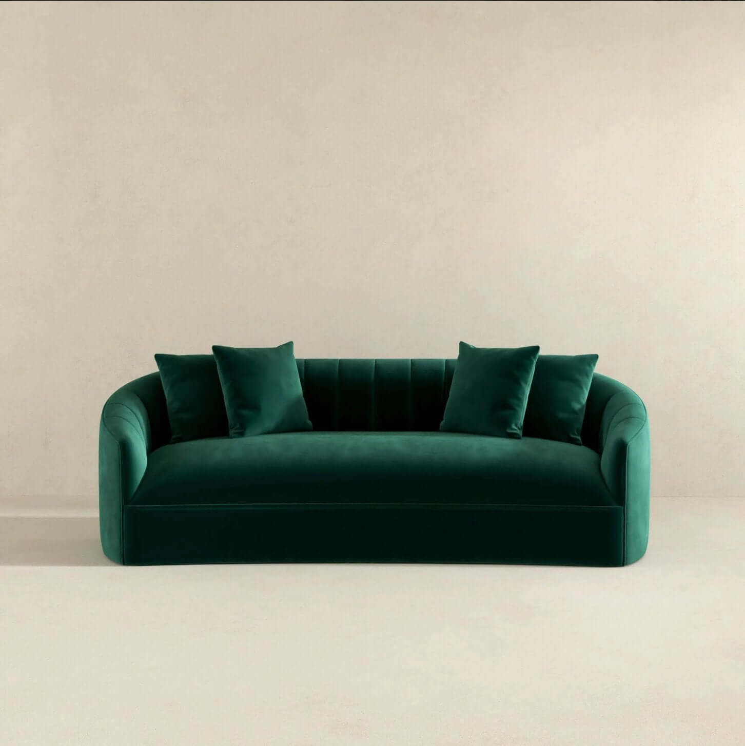 Kante Curved Channel Tufted Velvet Sofa in Green 88” - Revel Sofa 