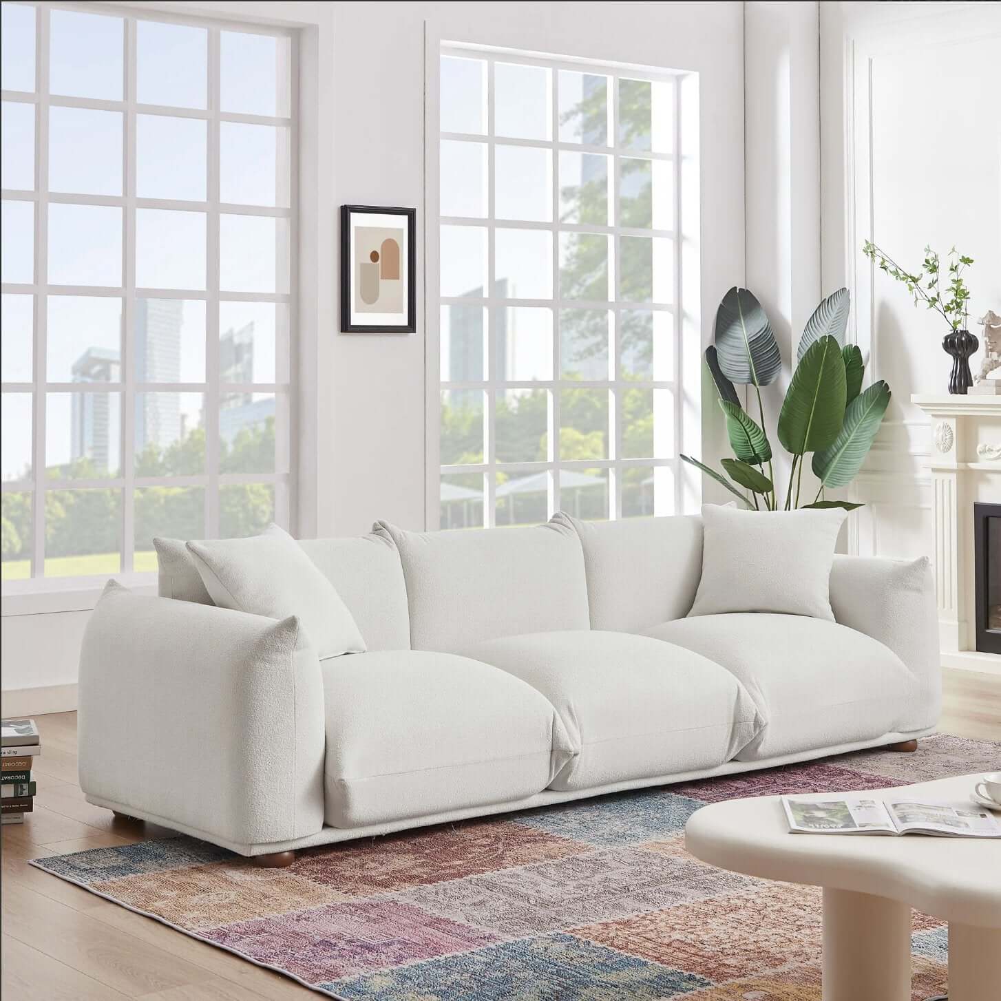 Kely Boho Chic Plush Sofa Couch 100” - Revel Sofa 