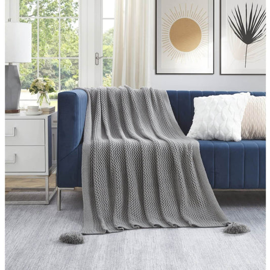 Knitted Acrylic Throw Blanket In Variety of Solid Colors