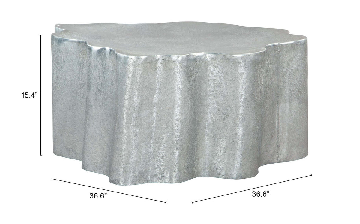 Kortha Metal Coffee Table, Antique Silver - Revel Sofa 