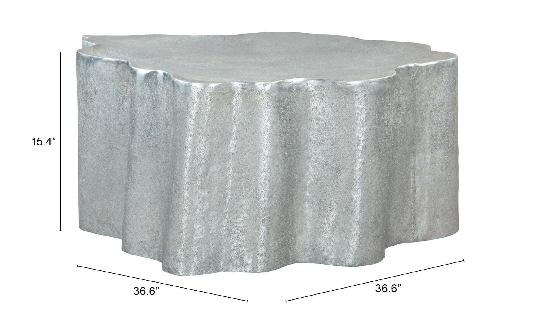 Kortha Metal Coffee Table, Antique Silver - Revel Sofa 