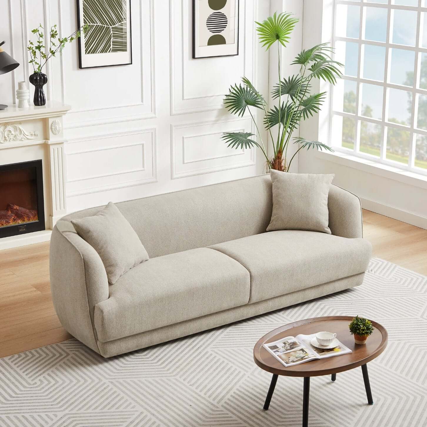 Larisa Modern Linen Fabric Sofa Couch 87” - Revel Sofa 